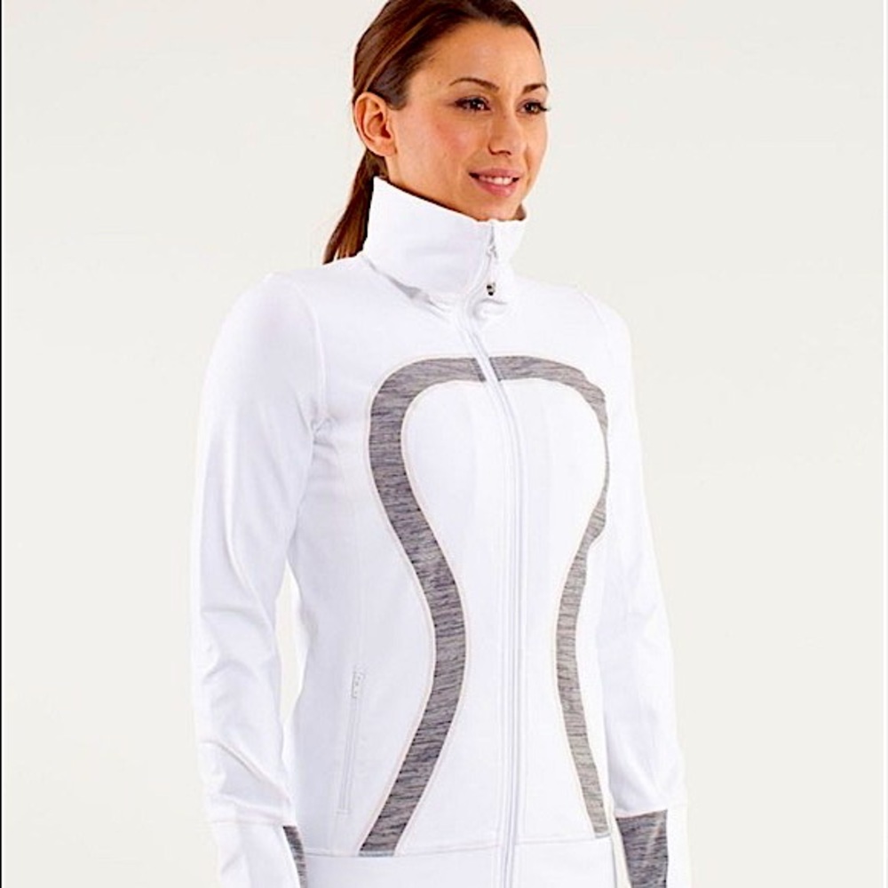 Lululemon In Stride Jacket in White / Wee Are From Space Coal Fossil